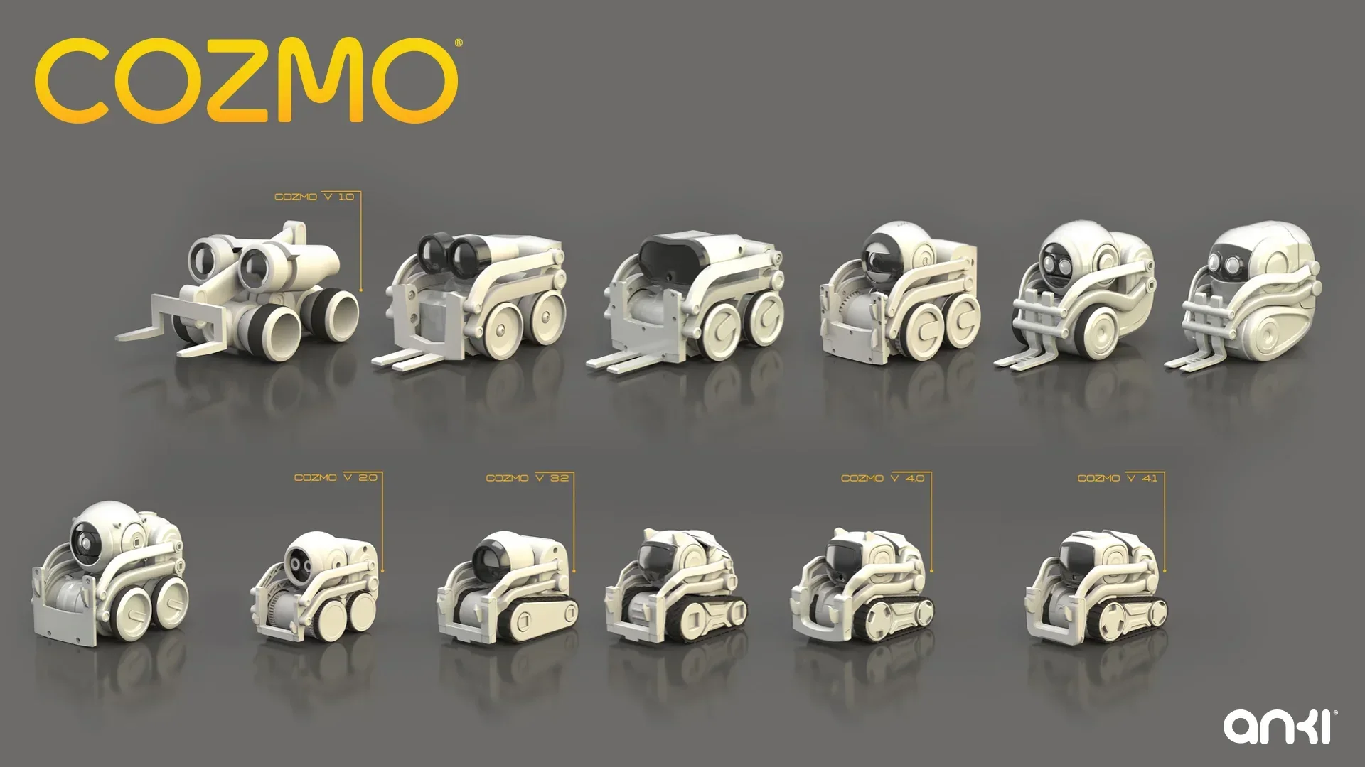 Cozmo 的设计迭代图，原来之前迭代了这么多